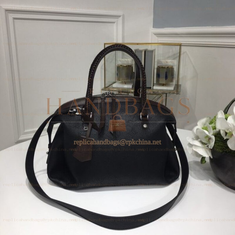 Replica Louis Vuitton Black Mahina Asteria Double Handle Bag