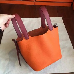Replica Hermes Orange Brown Picotin Lock 13 Bag