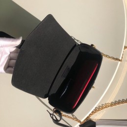 Replica Louis Vuitton Brown Monogram Black Trim Glasses Case with Chain