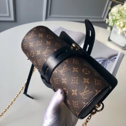 Replica Louis Vuitton Brown Monogram Pale Yellow Trim Glasses Case with Chain