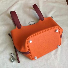 Replica Hermes Orange Brown Picotin Lock 13 Bag