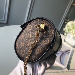 Replica Louis Vuitton Brown Monogram Pale Yellow Trim Glasses Case with Chain