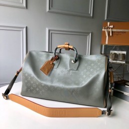 Replica Louis Vuitton Gray Monogram Titanium Keepall Bandouliere 50
