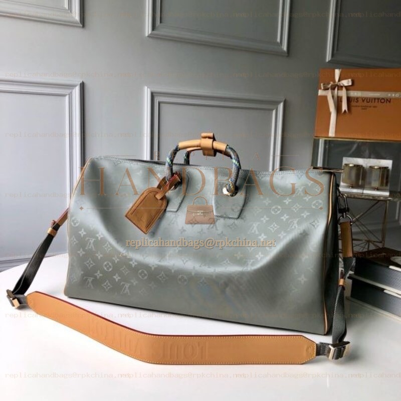 Replica Louis Vuitton Gray Monogram Titanium Keepall Bandouliere 50
