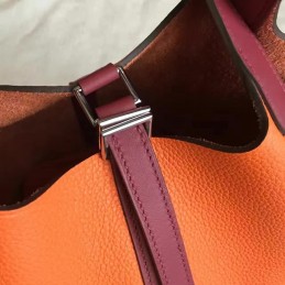 Replica Hermes Orange Brown Picotin Lock 13 Bag