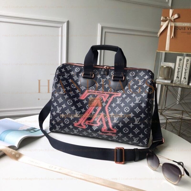 Replica Louis Vuitton Black Monogram Graphic Speedy Bandouliere 40