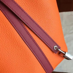 Replica Hermes Orange Brown Picotin Lock 13 Bag