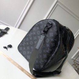 Replica Louis Vuitton Black Monogram Flower Keepall Bandouliere 50