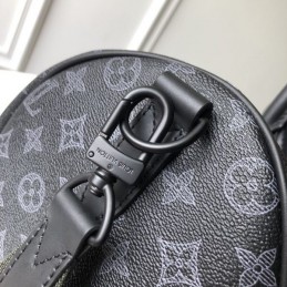 Replica Louis Vuitton Black Monogram Flower Keepall Bandouliere 50