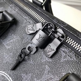 Replica Louis Vuitton Black Monogram Flower Keepall Bandouliere 50