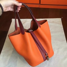 Replica Hermes Orange Brown Picotin Lock 22 Bag