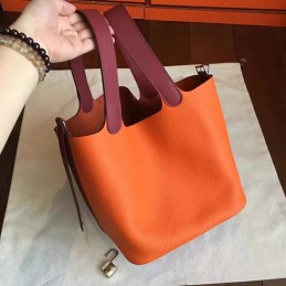 Replica Hermes Orange Brown Picotin Lock 22 Bag