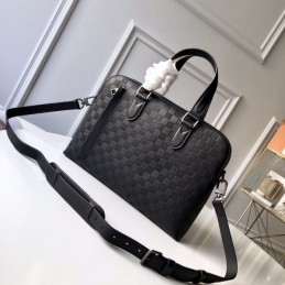 Replica Louis Vuitton Black Damier Buckle Detail Porte Documents Jour