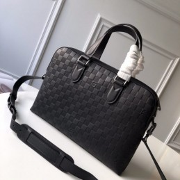 Replica Louis Vuitton Black Damier Buckle Detail Porte Documents Jour