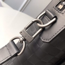 Replica Louis Vuitton Black Damier Buckle Detail Porte Documents Jour
