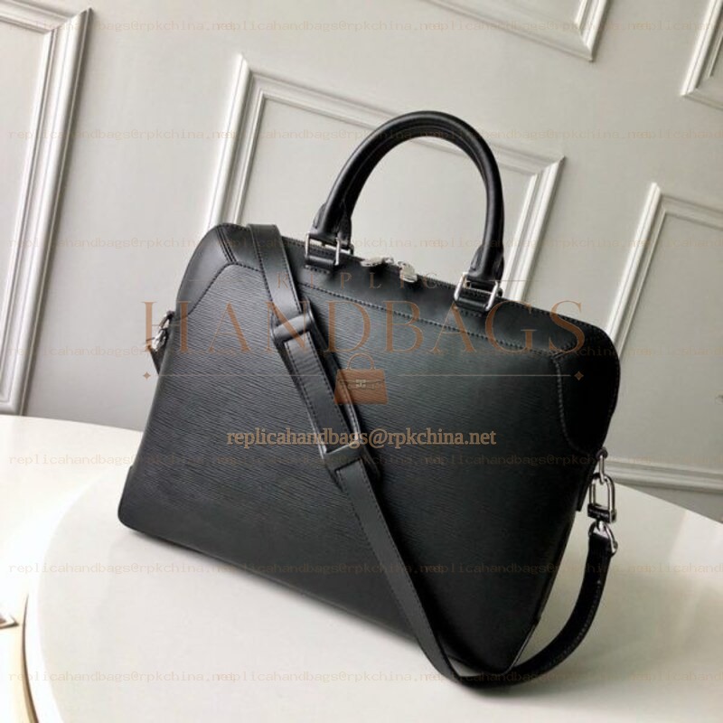 Replica Louis Vuitton Black Leather Oliver Briefcase