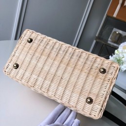 Replica Louis Vuitton Natural Woven Black Handle Capucines BB