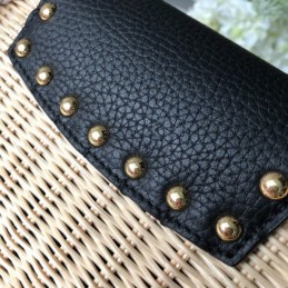 Replica Louis Vuitton Natural Woven Black Handle Capucines BB