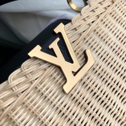 Replica Louis Vuitton Natural Woven Black Handle Capucines BB