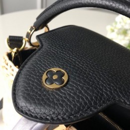 Replica Louis Vuitton Natural Woven Black Handle Capucines BB