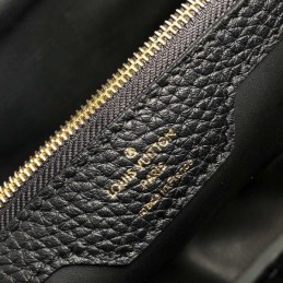 Replica Louis Vuitton Natural Woven Black Handle Capucines BB