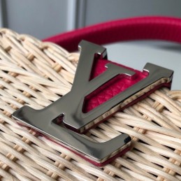 Replica Louis Vuitton Natural Woven Red Handle Capucines BB