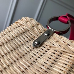 Replica Louis Vuitton Natural Woven Red Handle Capucines BB
