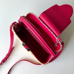 Replica Louis Vuitton Natural Woven Red Handle Capucines BB