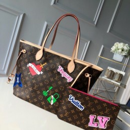 Replica Louis Vuitton Brown Monogram Travel Patch Neverfull MM