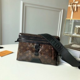 Replica Louis Vuitton Brown Monogram Titanium Messenger Wide Strap