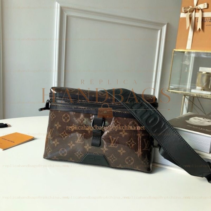 Replica Louis Vuitton Brown Monogram Titanium Messenger Wide Strap