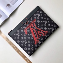 Replica Louis Vuitton Black Monogram Red Graphic Discovery Pochette