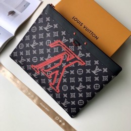 Replica Louis Vuitton Black Monogram Red Graphic Discovery Pochette