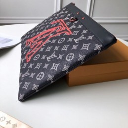 Replica Louis Vuitton Black Monogram Red Graphic Discovery Pochette