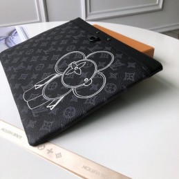 Replica Louis Vuitton Black Monogram Flower Discovery Pochette