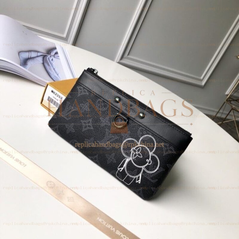 Replica Louis Vuitton Black Monogram Flower Discovery Pochette PM