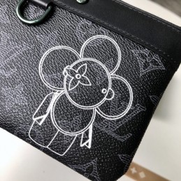 Replica Louis Vuitton Black Monogram Flower Discovery Pochette PM