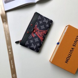 Replica Louis Vuitton Black Monogram Red LV Graphic Discovery Pochette PM