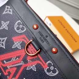 Replica Louis Vuitton Black Monogram Red LV Graphic Discovery Pochette PM