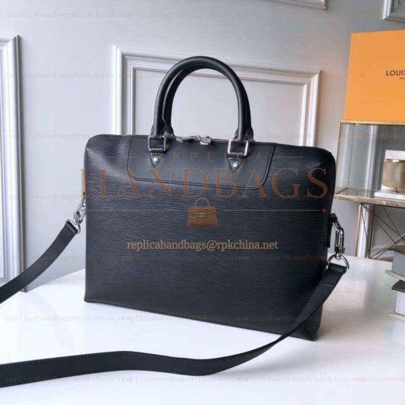 Replica Louis Vuitton Black Taiga Leather Porte Documents Jour