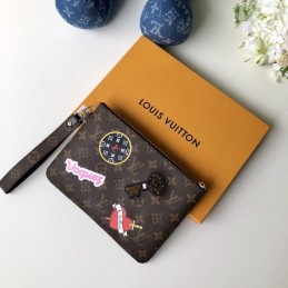 Replica Louis Vuitton Brown Monogram Travel Patch City Pouch