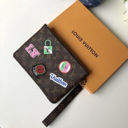 Replica Louis Vuitton Brown Monogram Travel Patch City Pouch