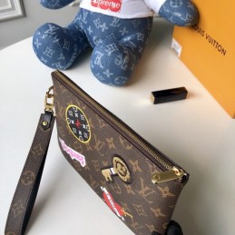 Replica Louis Vuitton Brown Monogram Travel Patch City Pouch