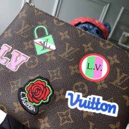 Replica Louis Vuitton Brown Monogram Travel Patch City Pouch