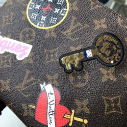 Replica Louis Vuitton Brown Monogram Travel Patch City Pouch