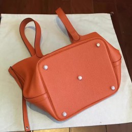 Replica Hermes Orange Brown Picotin Lock 22 Smooth Leather Bag