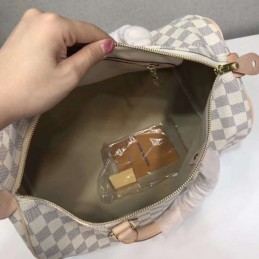 Replica Louis Vuitton White Damier Azur Beige Trim Speedy 35