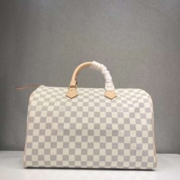 Replica Louis Vuitton White Damier Azur Beige Trim Speedy 35