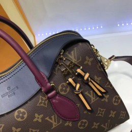 Replica Louis Vuitton Brown Monogram Burgundy Trim Tuileries Handbag