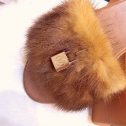 Replica Louis Vuitton Brown Mink Slide Slippers